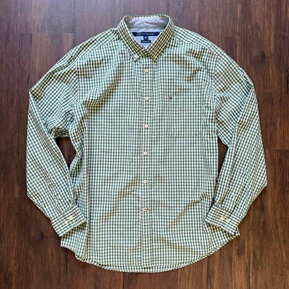 Tommy Hilfiger Green Gingham Button-Down Shirt XL Classic Fit - Picture 1 of 7